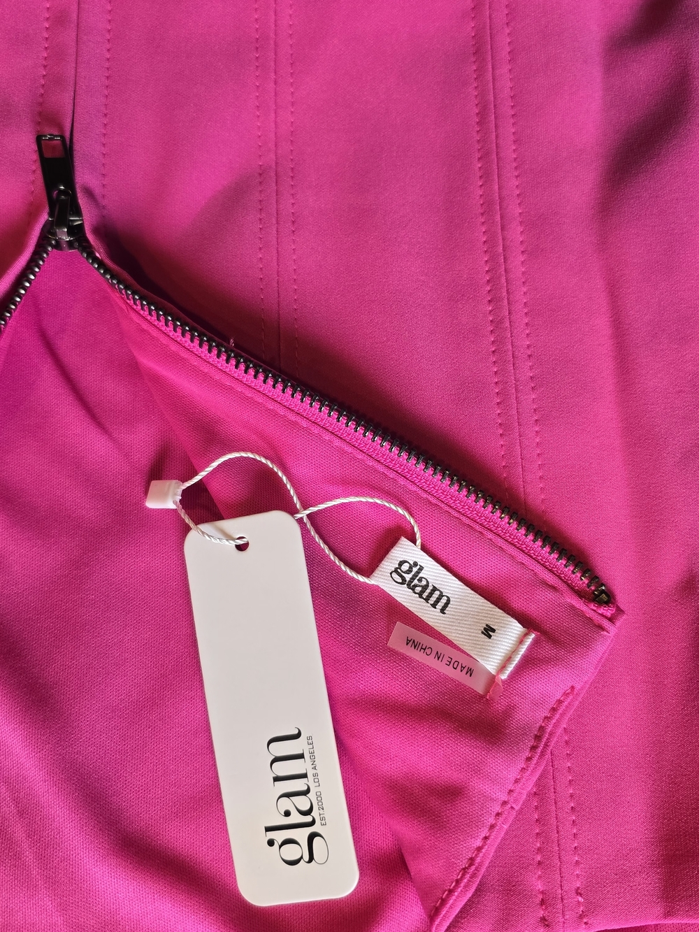 Glam Los Angeles hot pink structured corset style tank top Size M NWT - Picture 5 of 6